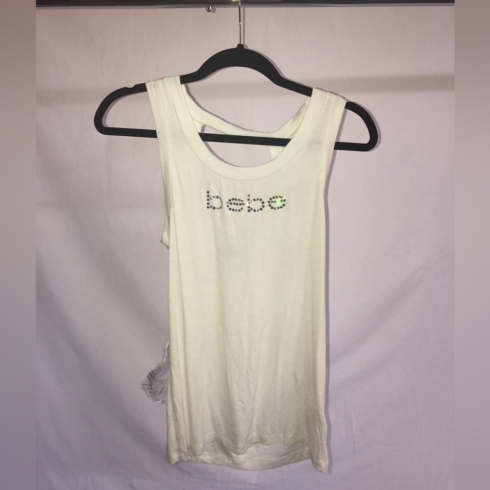 New with tags Bebe Rhinestone Logo Cutout Tank